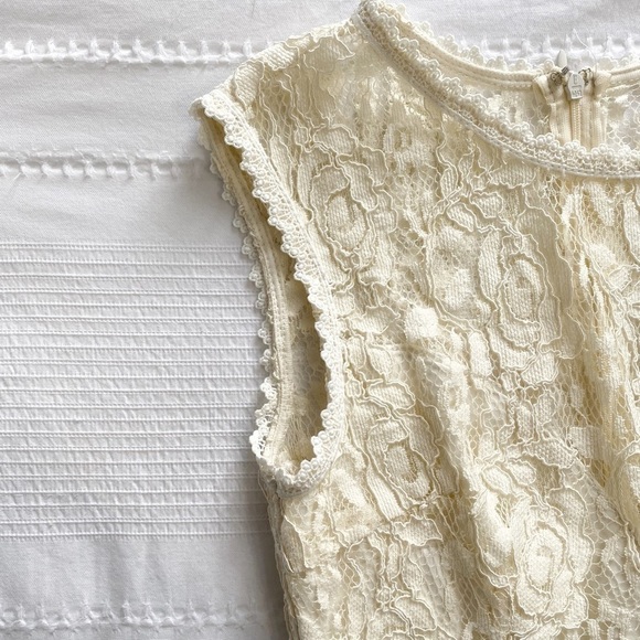 MANIJU OFF WHITE LACE SWEETHEART SLEEVELESS EVENING PROM FORMAL GOWN DRESS - M - Picture 7 of 10